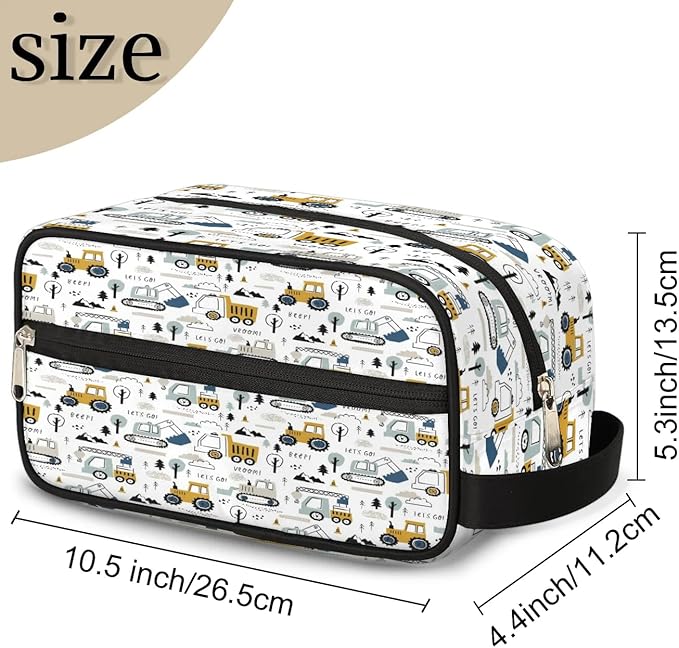 Excavator Car Hanging Toiletry Bag,Travel Hygiene Kits for Boys Mens,Waterproof Makeup Carry-on Bags,Cosmetic Bag,TSA Approved Shave Dopp Kit for Toiletries Shower Bathroom Accessories Gifts