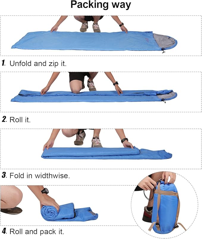 REDCAMP Ultra Lightweight Sleeping Bag for Backpacking, Comfort for Adults Warm Weather, with Compression Sack