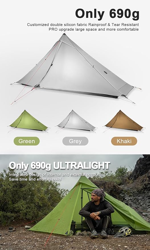 3F UL Gear Lanshan PRO Lanshan Ultralight Tent 3 Season Backpacking Tent for 2 Person, Waterproof Professional Tents for Camping, Trekking, Kayaking, Climbing, Hiking