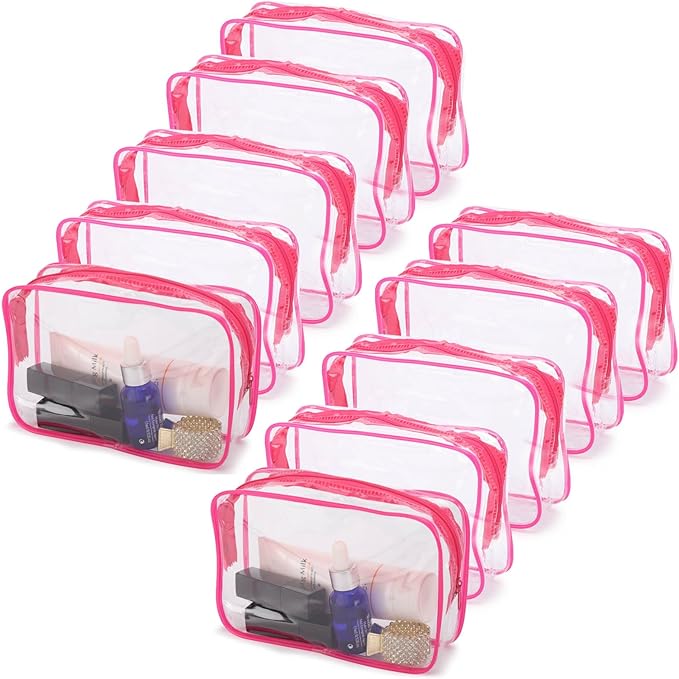 Tbestmax 10 Pack Clear Cosmetic Bags Makeup Bags Portable Waterproof TSA Approved Travel Toiletry Bags Organizer