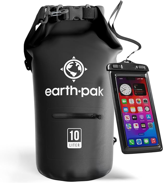 Earth Pak Waterproof Dry Bag with Zippered Pocket - Waterproof Dry Bag Backpack Keeps Gear Dry