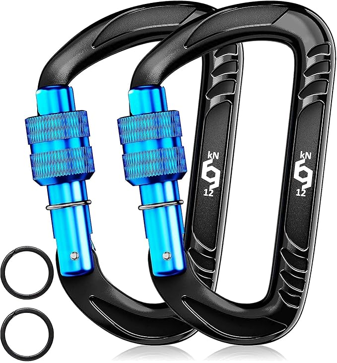 12kN (2697 lbs) Heavy Duty, Locking, Auto Locking, Wiregate Carabiner Clips, for Securing Pets, Outdoor, Camping, Hiking, Hammock, Dog Leash Harness, Keychains