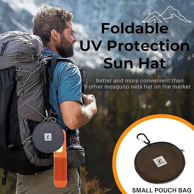 Flammi Mosquito Net Hat Safari Hat UPF 50+ Sun Protection Boonie Hats for Men with Neck Flap Fishing Hiking Hat for Men/Women