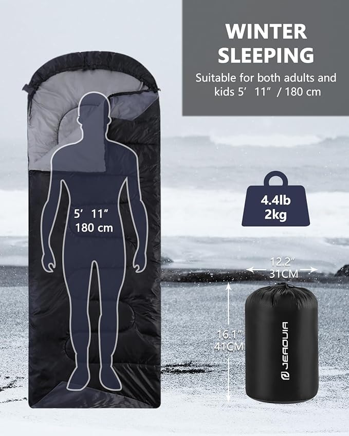 Sleeping Bags for Adults Backpacking Lightweight Waterproof- Cold Weather Sleeping Bag for Girls Boys Mens for Warm Camping Hiking Outdoor Travel Hunting with Compression Bags