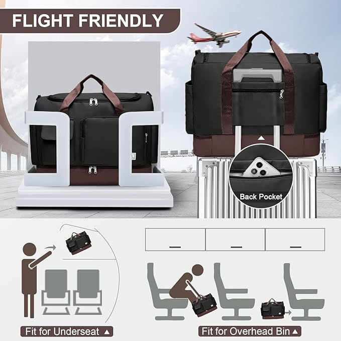 Small Gym Bag for Women, Travel Duffle Bag Carry On Weekender Bag with Shoe Compartment