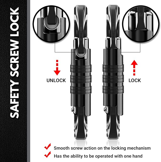 12kN (2697 lbs) Heavy Duty, Locking, Auto Locking, Wiregate Carabiner Clips, for Securing Pets, Outdoor, Camping, Hiking, Hammock, Dog Leash Harness, Keychains