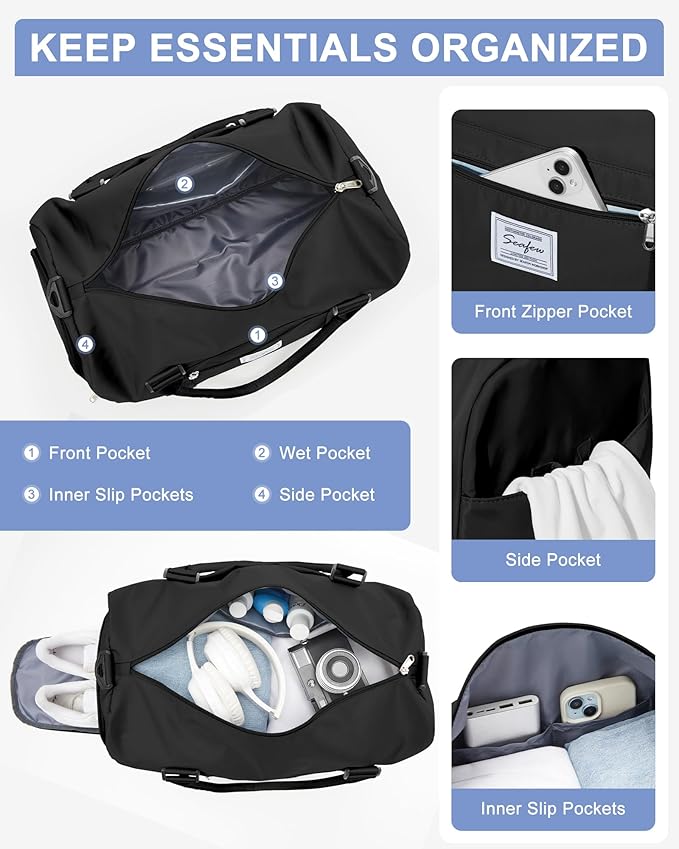 Gym Bag Womens,Travel Duffel Carry on Bag Sport Tote Bag Weekend Overnight Bag