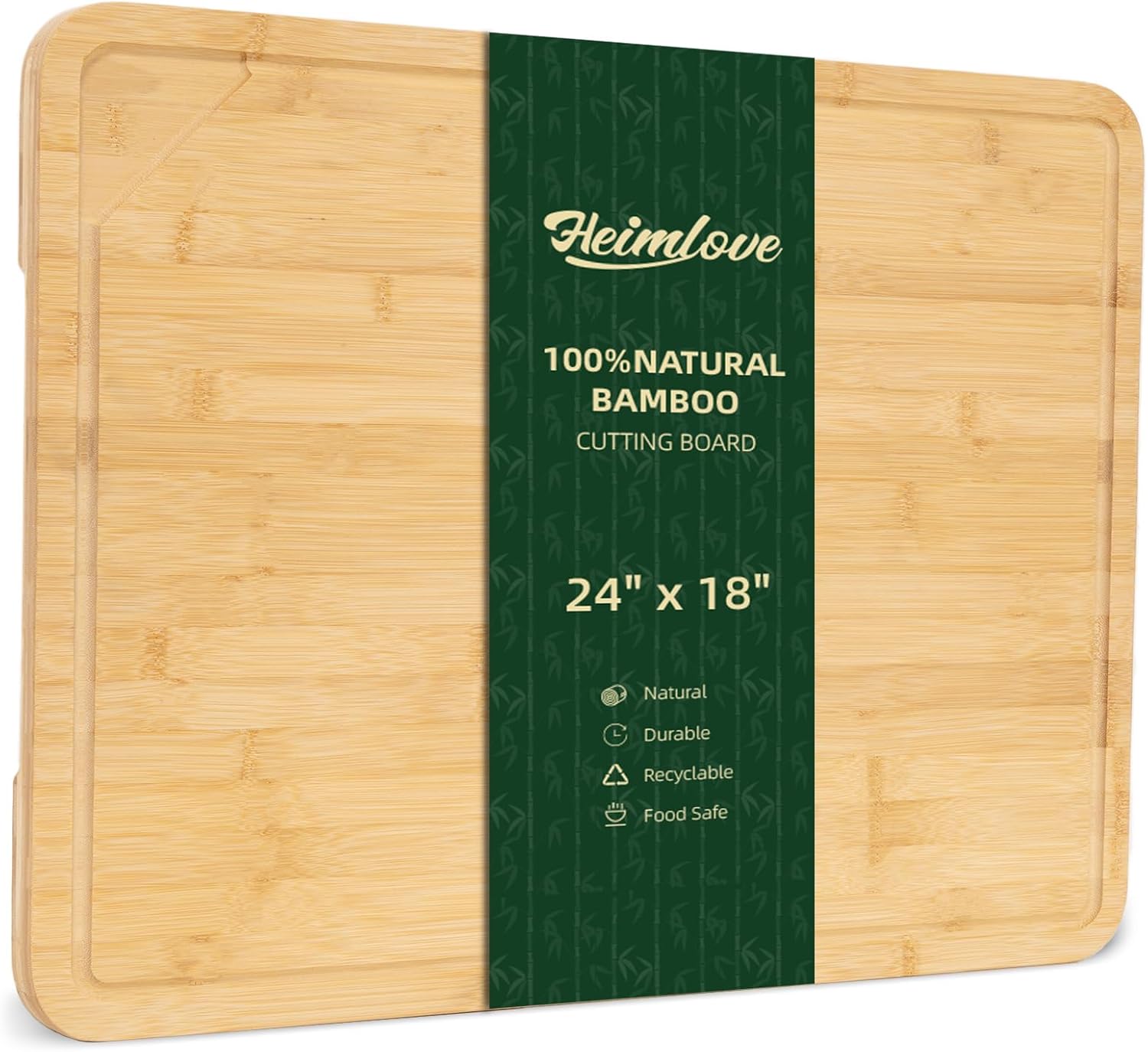 Heimlove 24" Extra Large Cutting Board, Wooden Cutting Boards for Kitchen Charcuterie Boards with Juice Groove and Handles, Chopping Board for Meat, Vegetables and Cheese