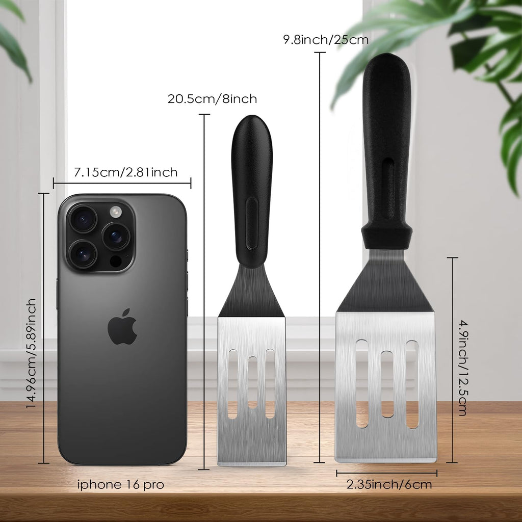 Metal Spatulas 1 PC, Stainless Steel Spatula with Heat Resistant Handle, 9.8 Inch Stainless Steel Spatula Ideal for Desserts, Pancakes, Eggs, Griddle Scraper or BBQ