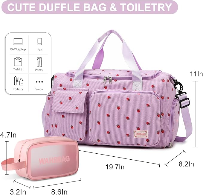 Small Gym Bag for Women, Travel Duffle Bag Carry On Weekender Bag with Shoe Compartment