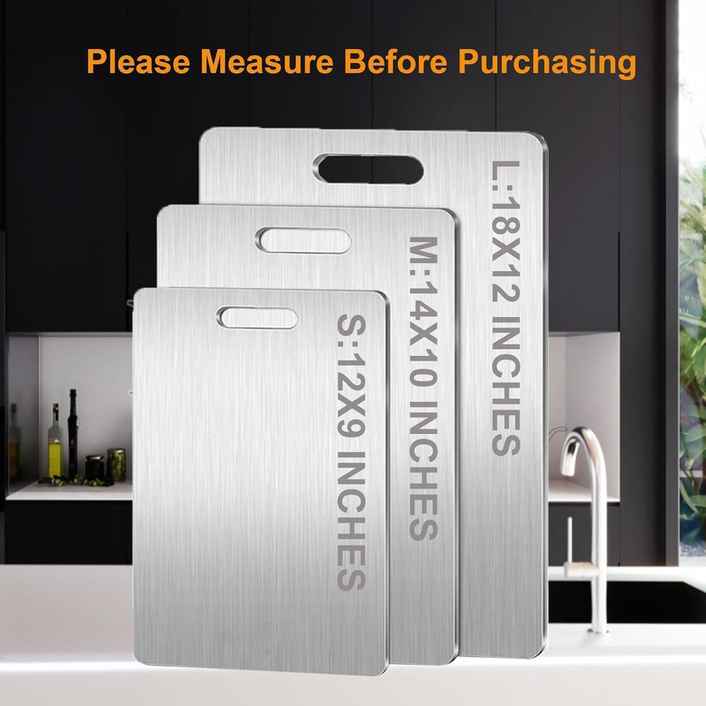 Titanium Cutting Boards for Kitchen - 100% Pure Titanium Cutting Board - Double Sided Food Grade Quality Cutting Boards - Easy to Clean and Store (12"L x 9"W)