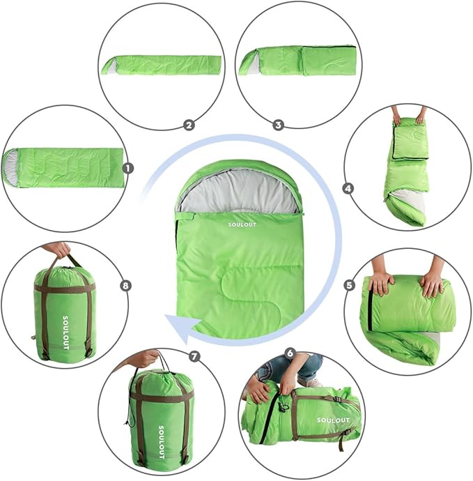 Sleeping Bag,3-4 Seasons Warm Cold Weather Lightweight, Portable, Waterproof Sleeping Bag with Compression Sack for Adults & Kids - Indoor & Outdoor: Camping, Backpacking, Hiking