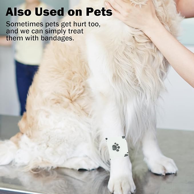 Bandages First Aid Tape Cohesive Bandage First Aid Bandages Cohesive Wrap Adhesive Bandage Self Adherent Cohesive Wrap Bandages Colorful Bandages (Mix Footprint, 2-Inch)