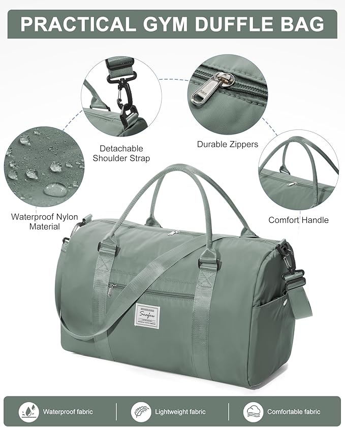 Gym Bag Womens,Travel Duffel Carry on Bag Sport Tote Bag Weekend Overnight Bag