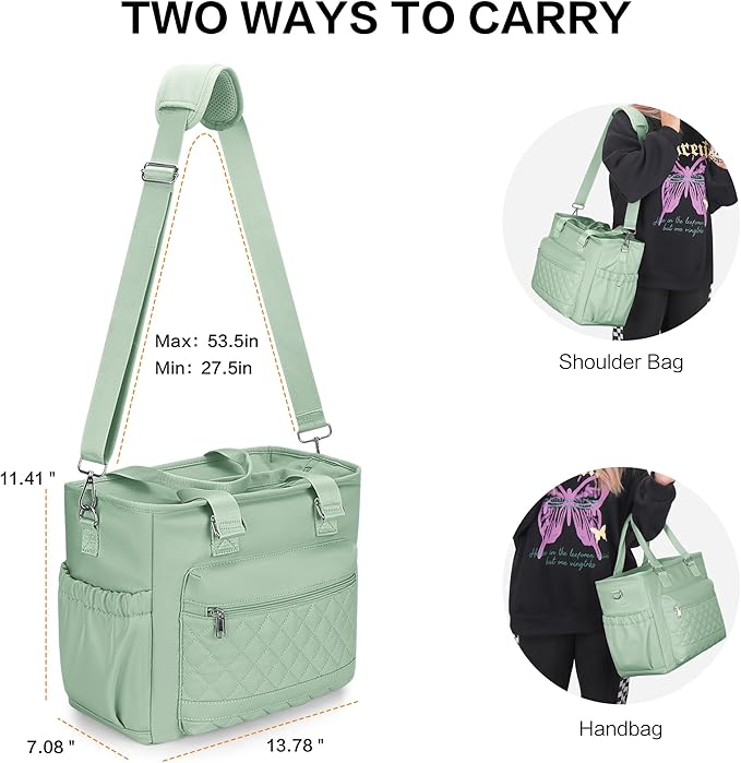 16L Lunch Bag for Women, Large Lunch Box Women for Work, Lunch Tote Bag for Adults, Green