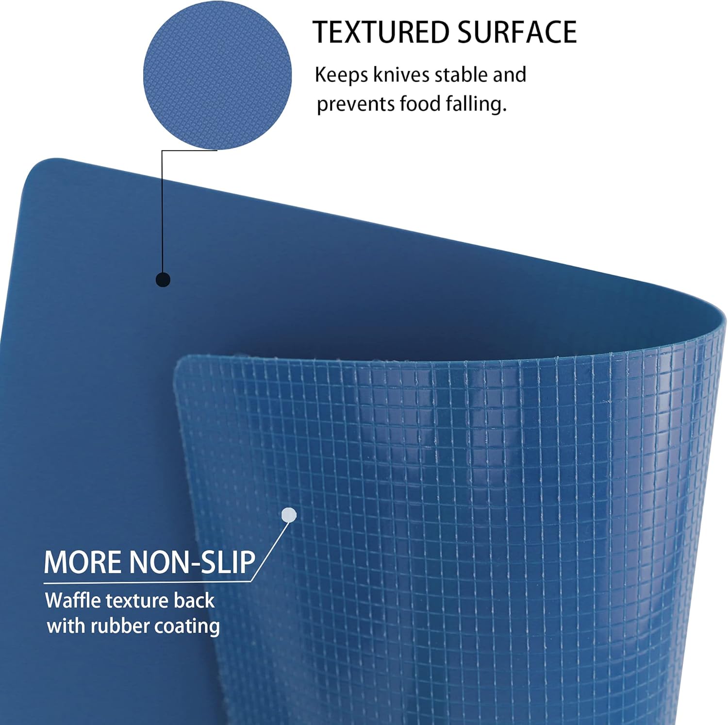 ZVP Flexible Plastic Cutting Board Set of 3 Gradient Color, Colorful Chopping Boards, BPA Free Mats, Non Slip, Dishwasher Safe, 15×12 Inch, Blue Multi-Color