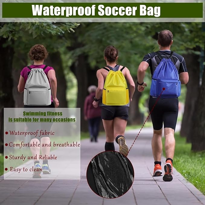 BLIRITEL Drawstring Backpack Waterproof String Bag, Gym Sackpack Sports Fitness Yoga Bag, Shopping Casual Backpack for Men Women (Light Grey)