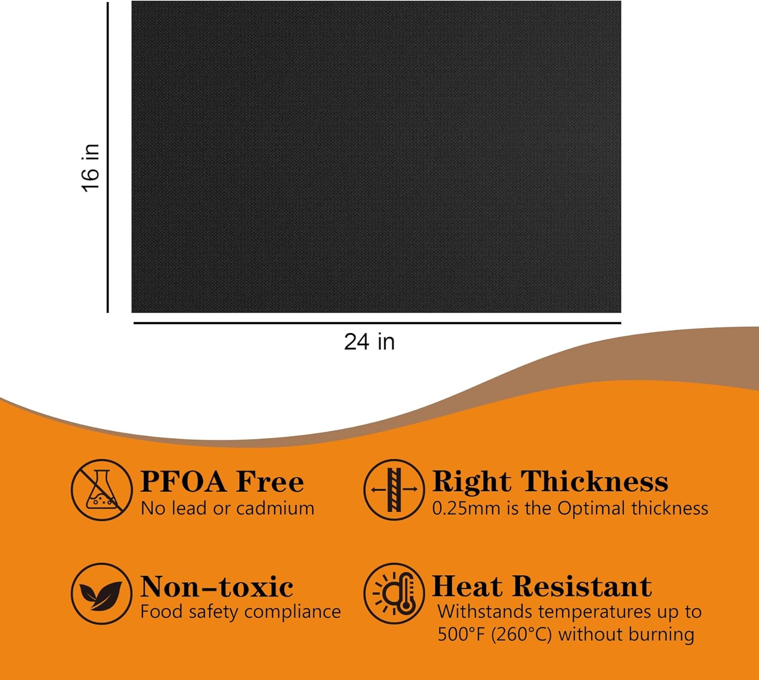 UBeesize 2 Pack Thickened Oven Liners for Bottom of Oven BPA & PFOA Free, Reusable 16x24 Inch Heavy Duty Non Stick Teflon Oven Mats, Fit Electric Gas Toaster Convection Microwave Ovens Grills