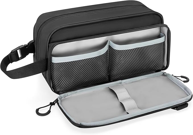 Toiletry Travel Bag for Men Tactical Hygiene Bag, Shaving Kit Toiletries Organizer Dopp Kit with Large Capacity, Black (Empty Bag Only)