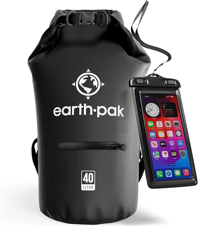 Earth Pak Waterproof Dry Bag with Zippered Pocket - Waterproof Dry Bag Backpack Keeps Gear Dry