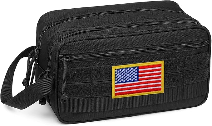 TACTICISM Toiletry Bag for Men - Dry Wet Separate Travel Toiletry Bag, Tactical Molle Dopp Kit for Men with Large Capacity, Water-Resistant Shaving Bag for Adult Women for Travel, Black
