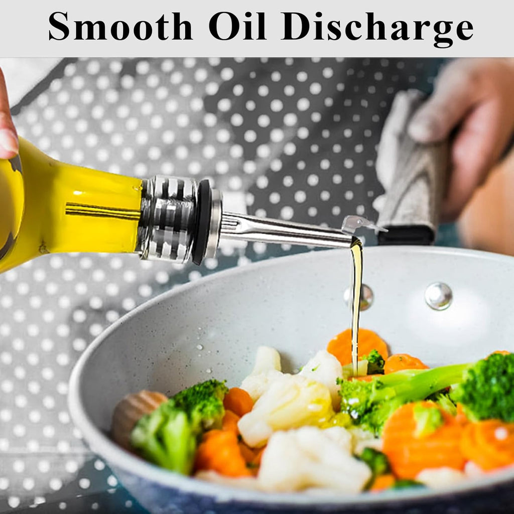 4 Pack Oil Pourerswith Flip Top, Olive Oil Dispenser Spout, Oil Spout Liquor Bottle Pourer Spouts, Speed Pour Spouts for 3/4" Bottle Mouth