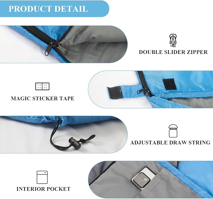 Sleeping Bags, Camping Sleeping Bag for Adults, 3 Season Warm & Cool Weather, Lightweight Waterproof Sleeping Bags for Indoor Outdoor Camping Traveling Backpacking, Pink/Blue/Black