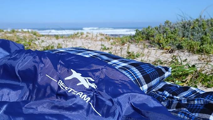 Double Sleeping Bag Flannel for Adults Kids, Queen Size for 2 Person with 2 Pillows, Warm & Cold Weather Sleeping Bag for Camping, Hiking, Waterproof Lightweight with Compression Sack