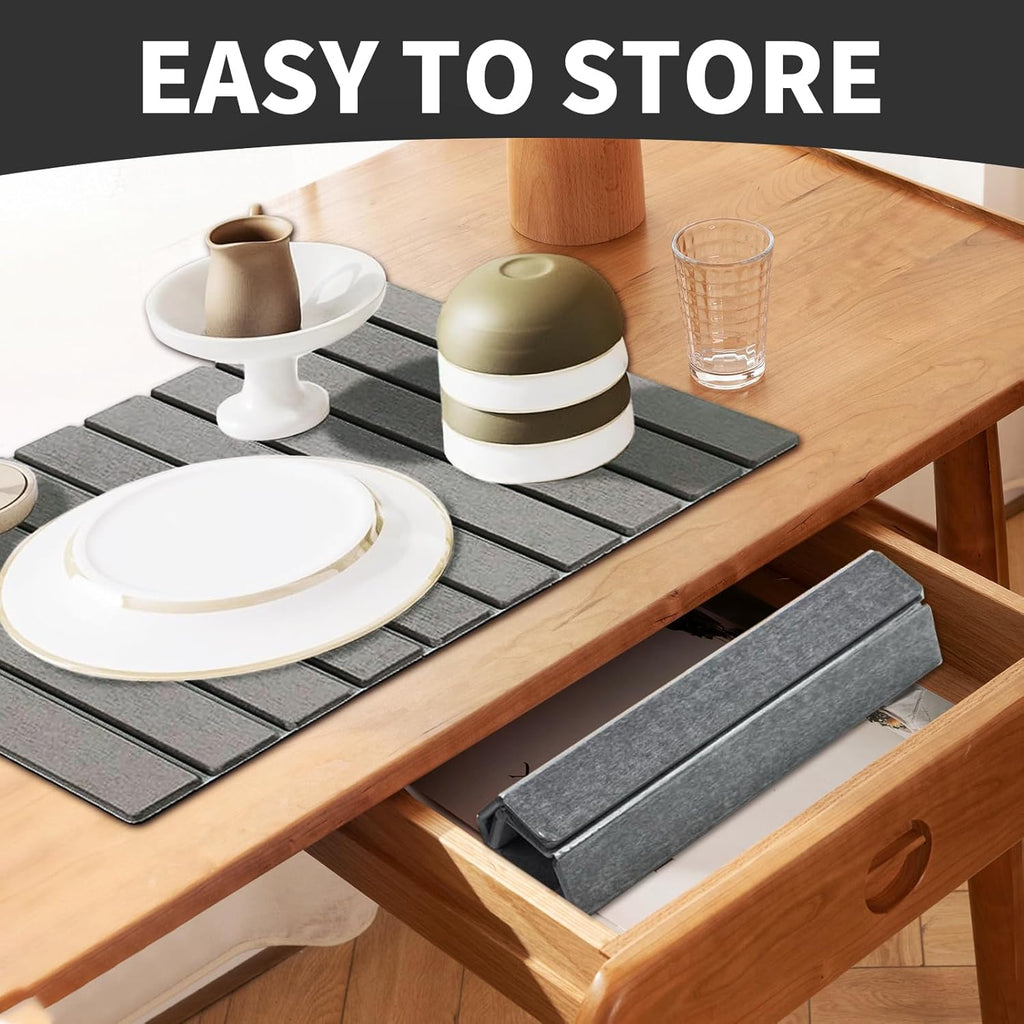 Large Stone Dish Drying Mat for Kitchen Counter, 24" x 16" Stone Drying Mat Foldable Quick Dry Absorbent Diatomaceous Earth Bath Mat Countertop Fast Dry Pad for Kitchen Dishes Bottles Cups Bathroom