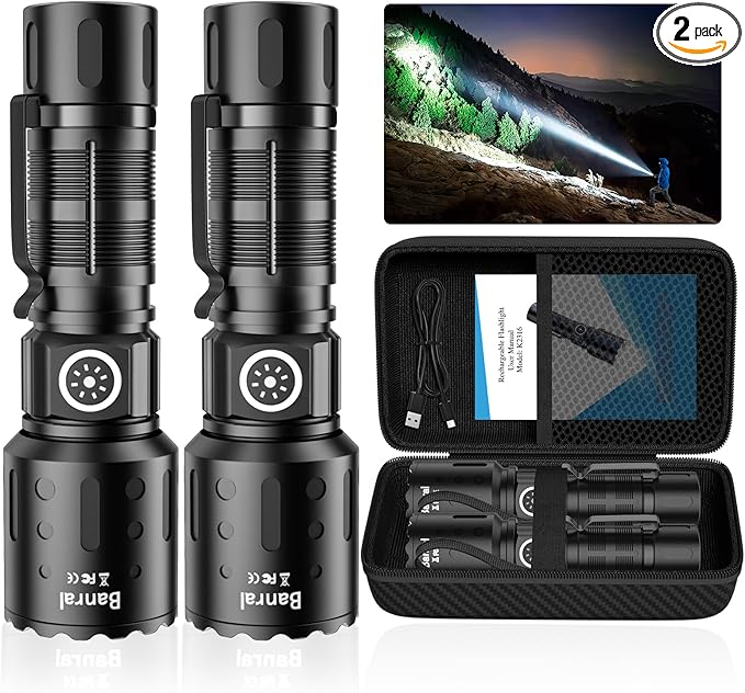 Rechargeable Flashlights 20,000 High Lumens, 1500M Long Throw Super Bright LED Small Powerful Tactical Flashlight with Memory Function, 6Modes Pocket Waterproof Flash Light for Camping,Emergency