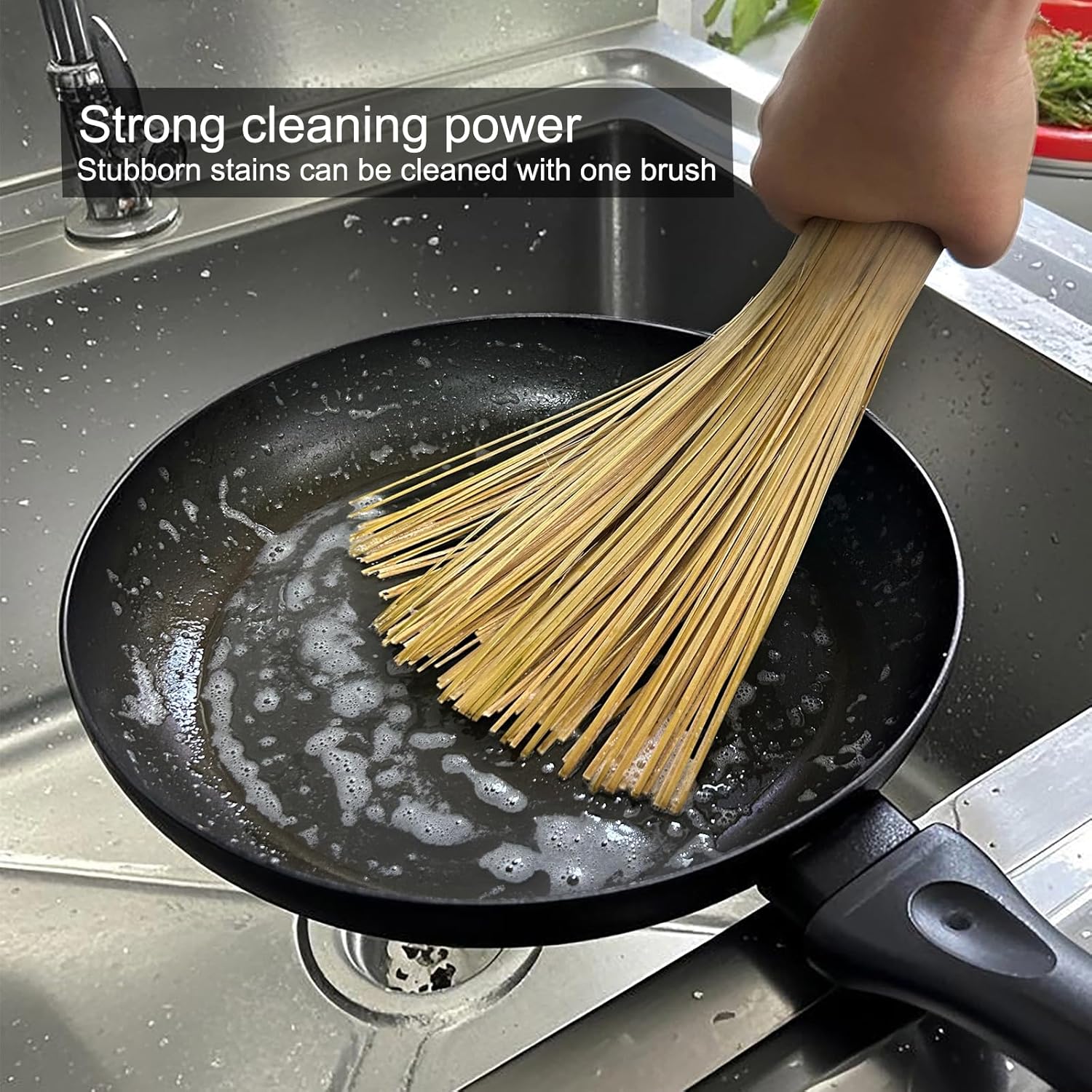 2 Pack Handmade Bamboo Wok Brush,Bamboo Brush for Wok Cleaner,Wok Cleaning Brush for Carbon Steel and Cast Iron,Kitchen Scrubbing Brush for 9" Wok,Dish Brush with Handle,Wok Scrubber Accessories