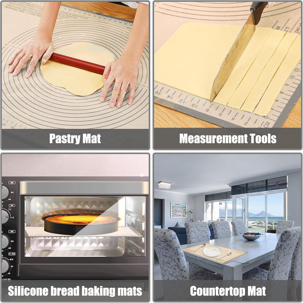 Silicone Pastry Mat 36x24 Inch - Kitchen Counter Nonstick Baking Mat Perfect for Dough, Pastry, Pie Crust, Fondant, Bread, Cookies, Pasta, Pizza