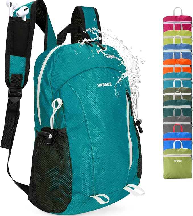 15L Water-resistant Hiking Daypack, Small Backpack Travel Outdoor, Lightweight Day Pack with Tool Loops