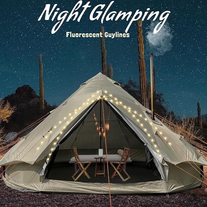 DANCHEL OUTDOOR B2 Waterproof Glamping Yurts for All Year Living with Stove Jack for 4/6 Person, Portable 4 Season Bell Tent for Camping Hot Tent 300D Oxford Nylon Glamping Accessories,13ft/16.4ft