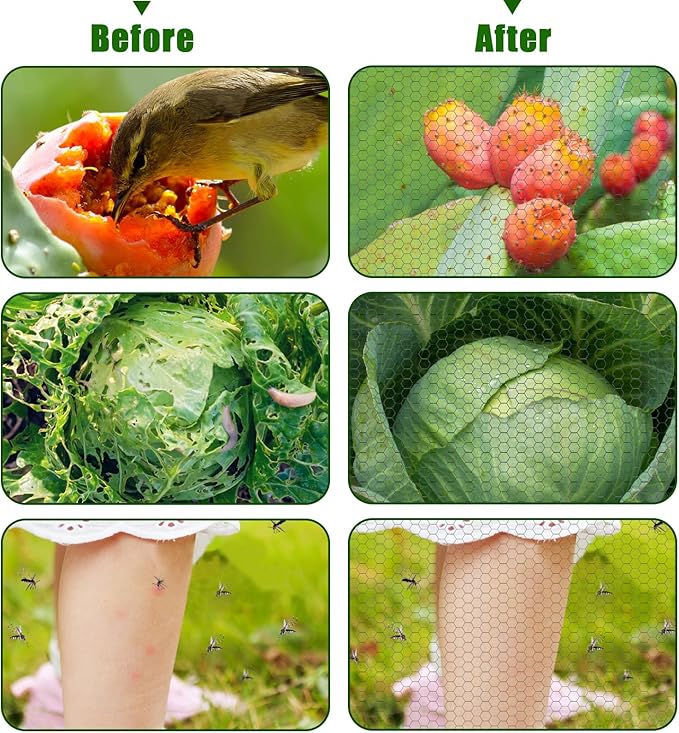 2 Pcs Mosquito Nettings,10 x 13Ft Fly Insect Bird Net Garden Mesh Screen Barrier,Mosquito Mesh Screen for Patio,Balcony,Camping,Umbrella,Protecting Vegetables Fruit Tree Plants(Black)