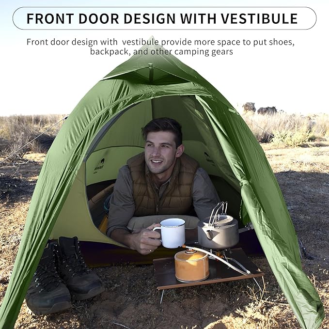 Naturehike Cloud-Up 1 Person Tent, Lightweight Backpacking Tents for One Man, Waterproof Ultralight One Person Tent for Camping Hiking Backpacking