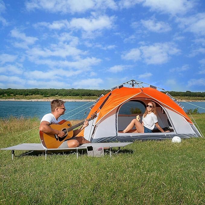 MOON LENCE Pop Up Tent Family Camping Tent for 4 Person, Portable Instant/Automatic Tent Waterproof Windproof for Camping Hiking Mountaineering