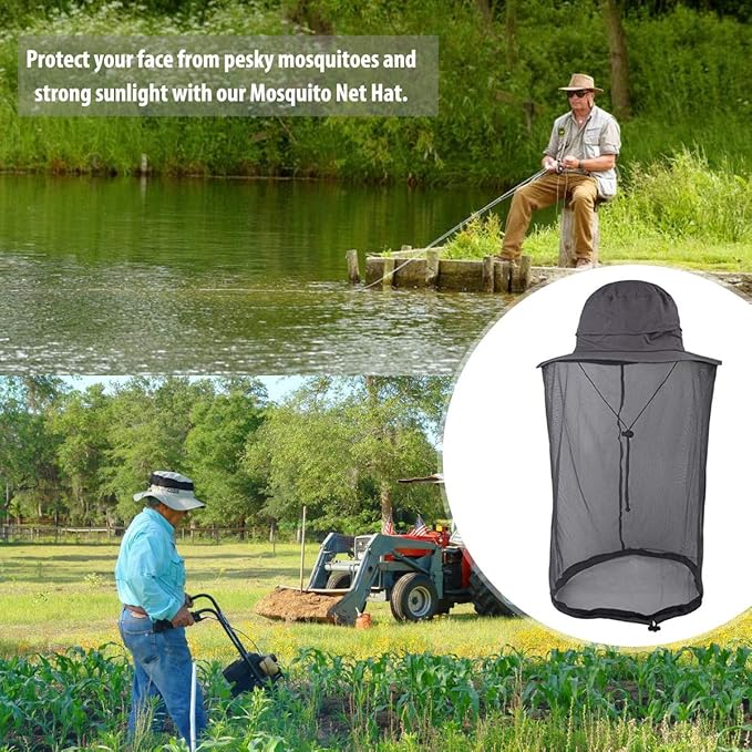 Flammi Mosquito Net Hat Safari Hat UPF 50+ Sun Protection Boonie Hats for Men with Neck Flap Fishing Hiking Hat for Men/Women