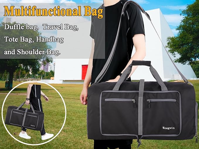 Woogwin Travel Duffel Bag Large Foldable Waterproof Overnight Bag for Beach Swim Bags Pool Sports Gym