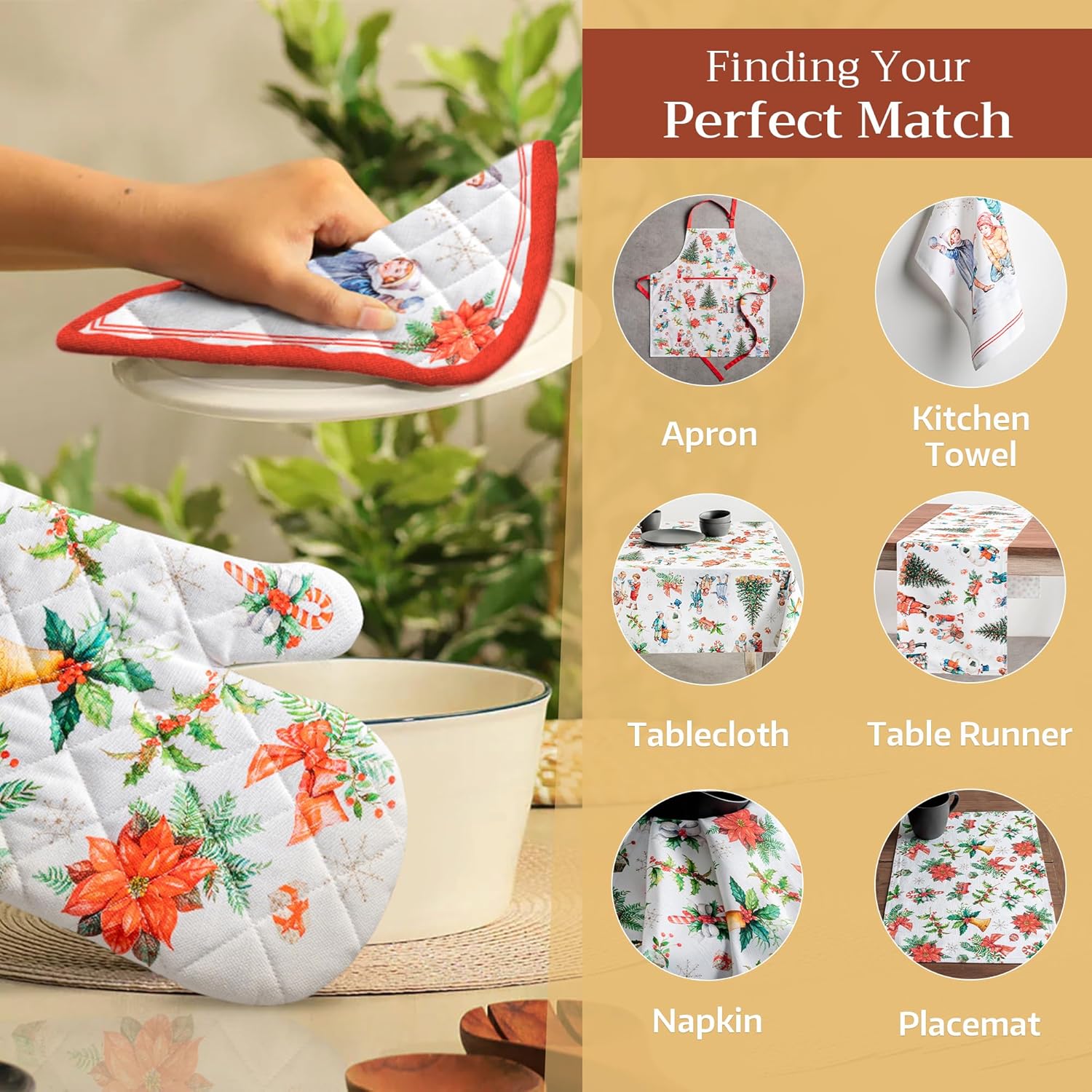 Maison d' Hermine Pot Holders 100% Cotton Heat Resistant Potholders 8" x 8" Hot Pads with Loop BBQ, Cooking, Baking, Grilling, Kitchen, Handling Hot Pans (Pack of 1, Chromo)