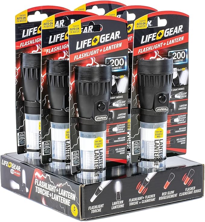 Life+Gear AR-TECH Stormproof Floating Flashlight + Lantern, Black ,200 Lumens