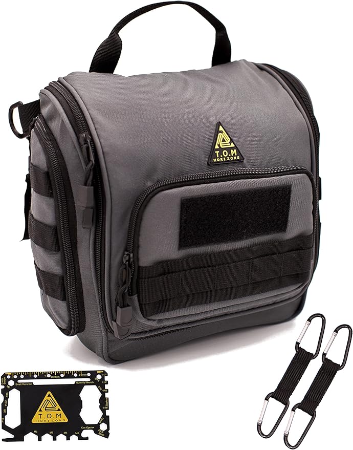 Tactical Toiletry Bag for Men. Extra Large, Water Resistant, Heavy Duty, Hanging, Multiple compartments and Storage Options, Dopp Kit for Toiletry Accessories