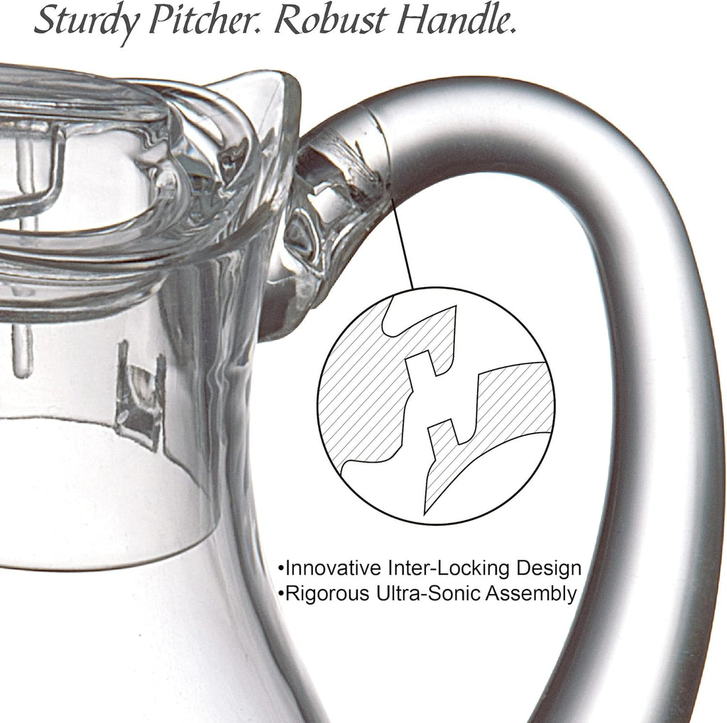 Amazing Abby - Quadly - Plastic Pitcher (64 oz, 2 Quart), Clear Water Pitcher with Lid, Fridge Jug, BPA-Free, Shatter-Proof, Great for Iced Tea, Sangria, Lemonade, Juice, Milk, and More