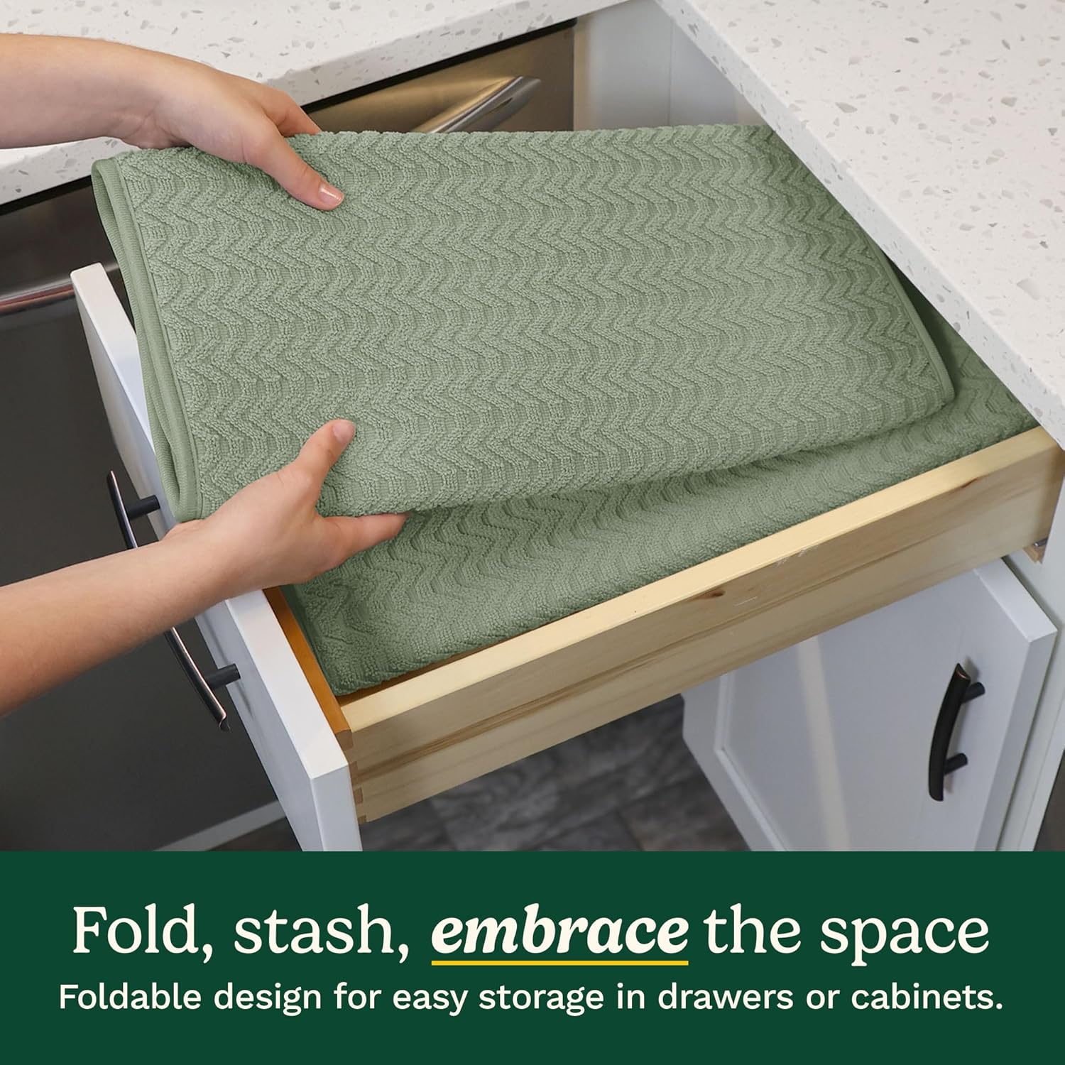 Cuisinart Dish Drying Mats for Kitchen Counter - (2) 18" x 24" Ultra Absorbent Dish Drying Mat XL - Foldable, Machine Washable, Fast Drying Dish Mat (Geostripe)