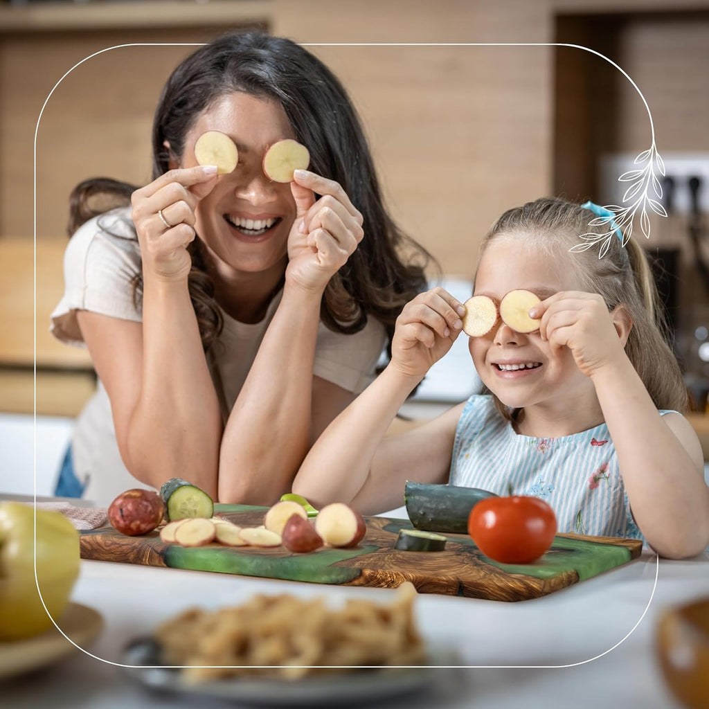Handmade Olive Wood Cheese Board with Resin, Charcuterie Boards & Serving Tray, Wooden Epoxy Serving Board, Chopping and Cutting Board for Meat Vegetable & Fruit, Premium Gift for Kitchen
