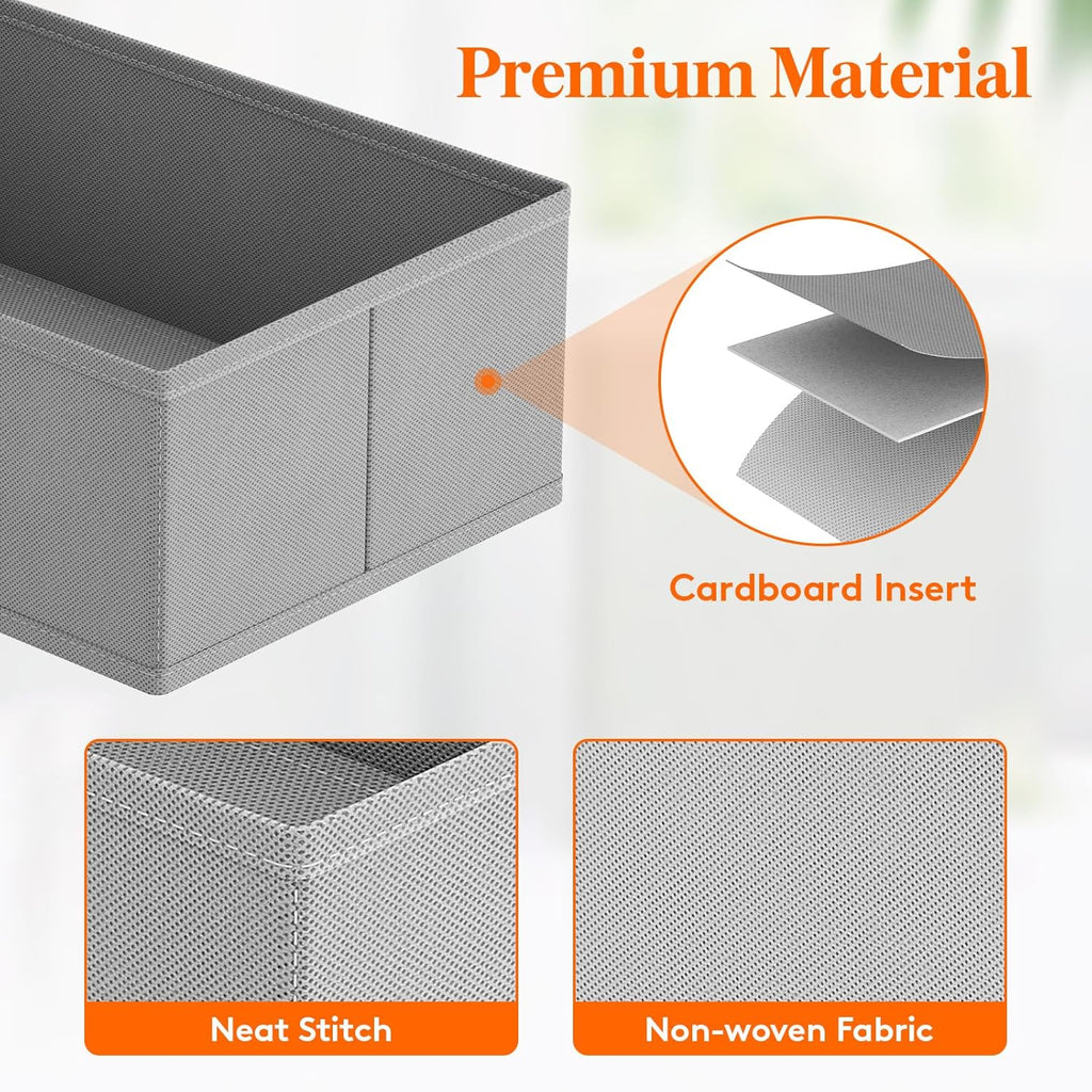 Lifewit Drawer Organizer Clothes for Closet 48 Pack, 3 Sizes Underwear Wardrobe Drawer Dividers, Fabric Foldable Dresser Storage Organizer Bins for Sock/Bra/Lingerie/Undies, Light Gray