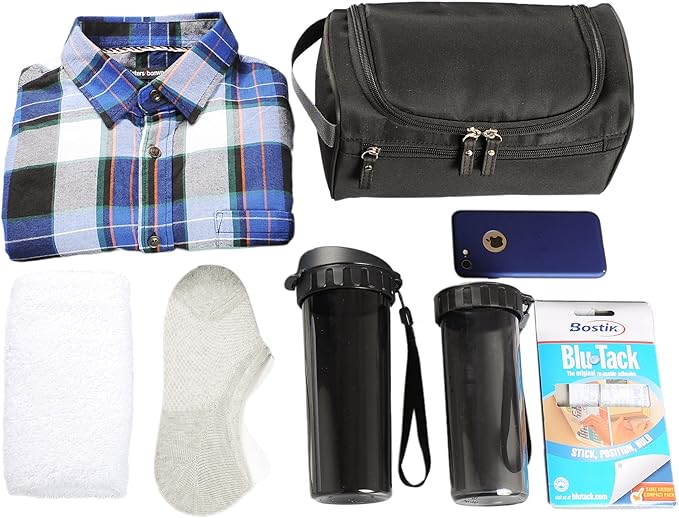 Vercord Mens Toiletry Bag Wash Travel Small Shaving Dop Kit Shower Bathroom Ditty Hygiene Bag Black