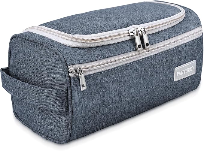 Pantheon Men's Toiletry Bag - Travel Toiletry Bag Wash Bag Hanging Dopp Kit Shaving Kit for Bathroom Shower - Mens Travel Bag Hanging Toiletry Organizer Toiletry Kit for Traveling (Blue)