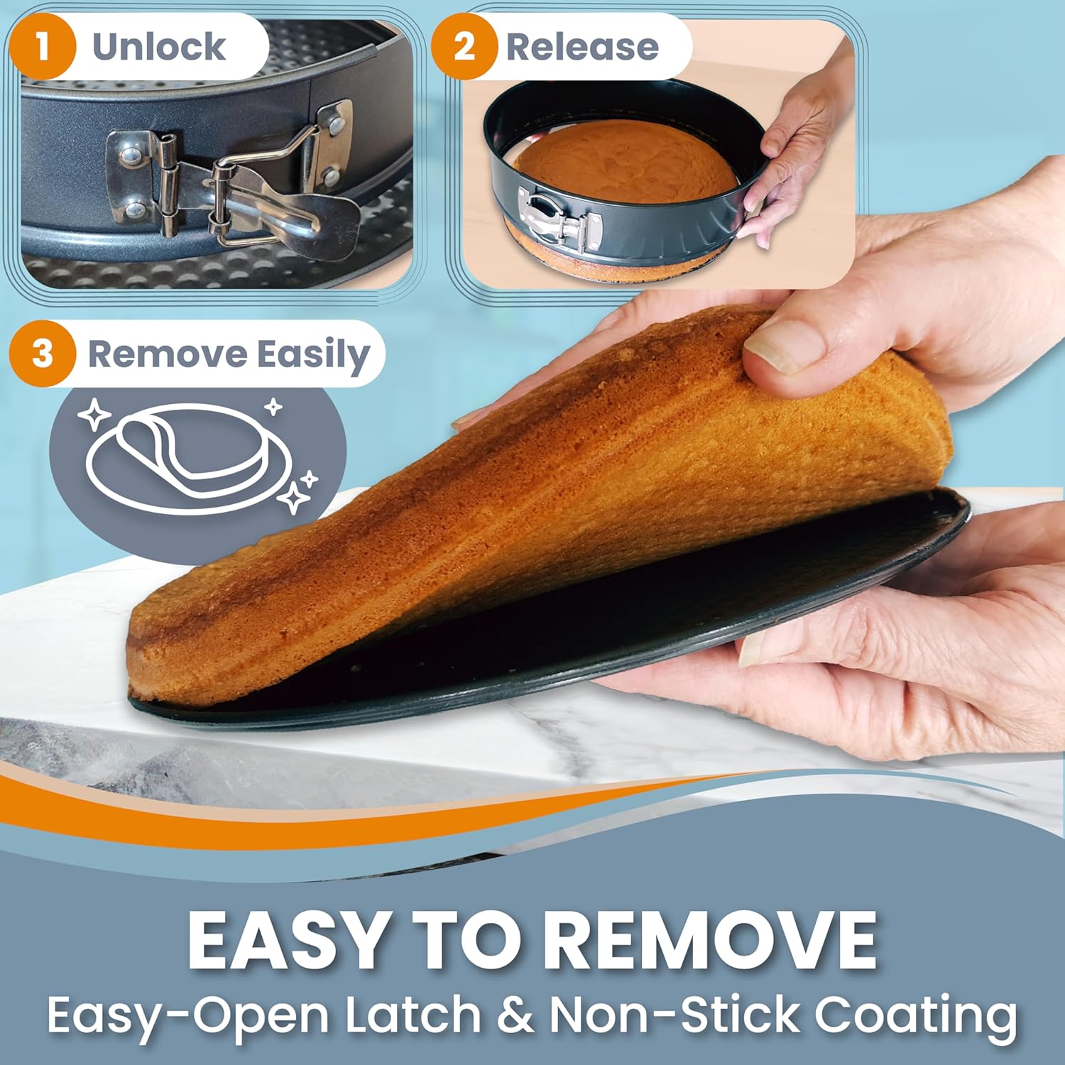 8 Inch Springform Cake Pan with LEAKPROOF PanPROTECTOR, NONSTICK Springform Pan 8 Inch - Cheesecake Pans Springform, 8 Springform Pan for Baking - NO FOIL WRAP Needed for WATER BATH