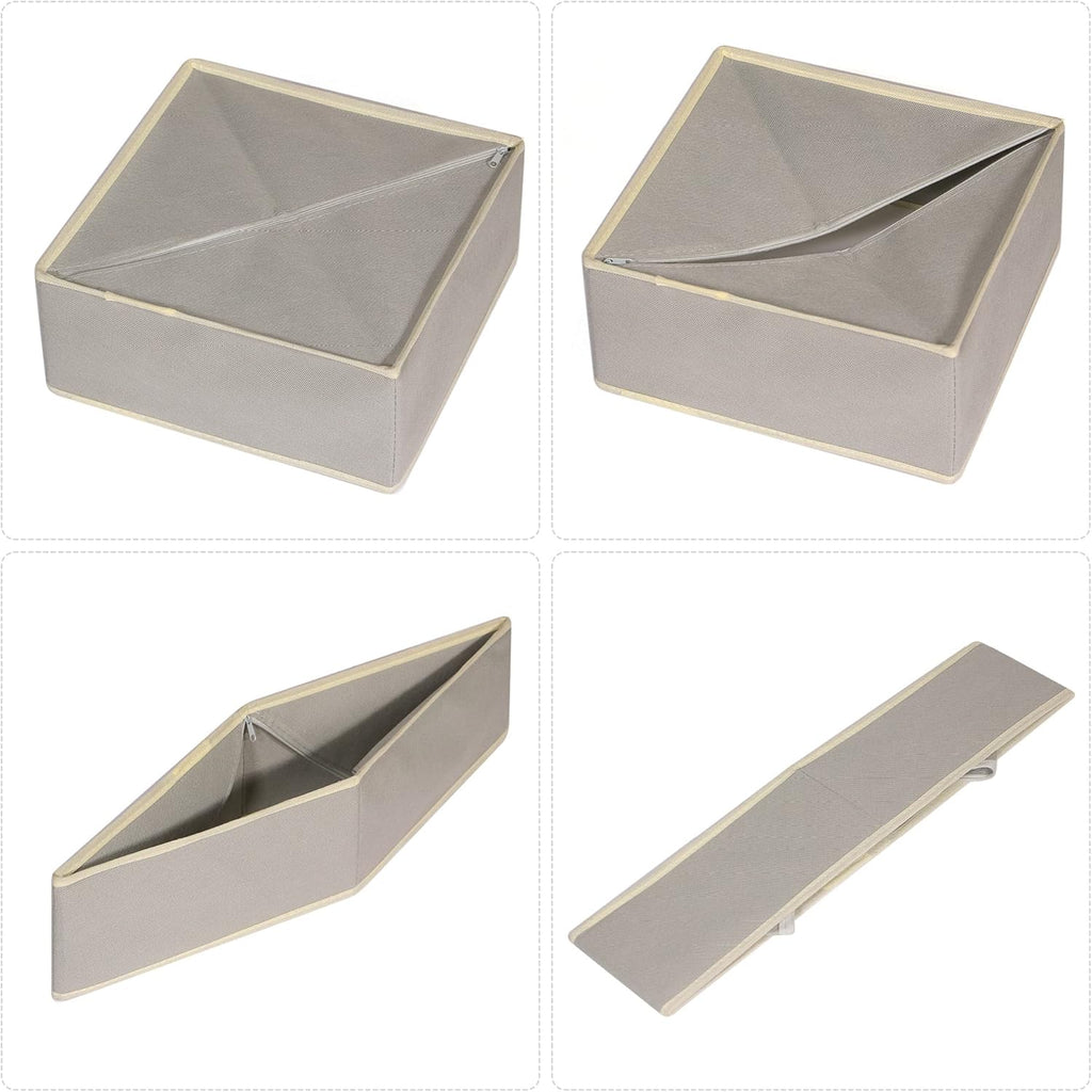 DIOMMELL 12 Pack Foldable Cloth Storage Box Closet Dresser Drawer Organizer Fabric Baskets Bins Containers Divider for Baby Clothes Underwear Bras Socks Lingerie Clothing,Grey 444
